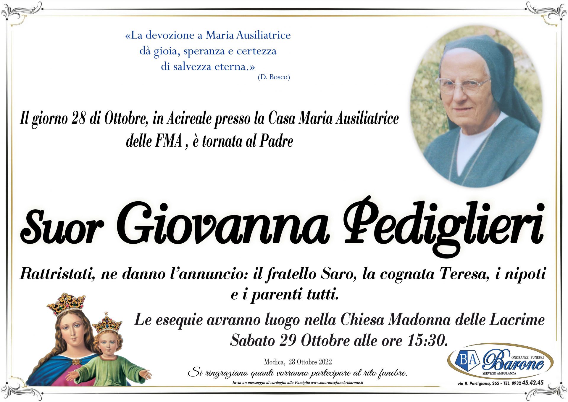 Suor Giovanna Pediglieri