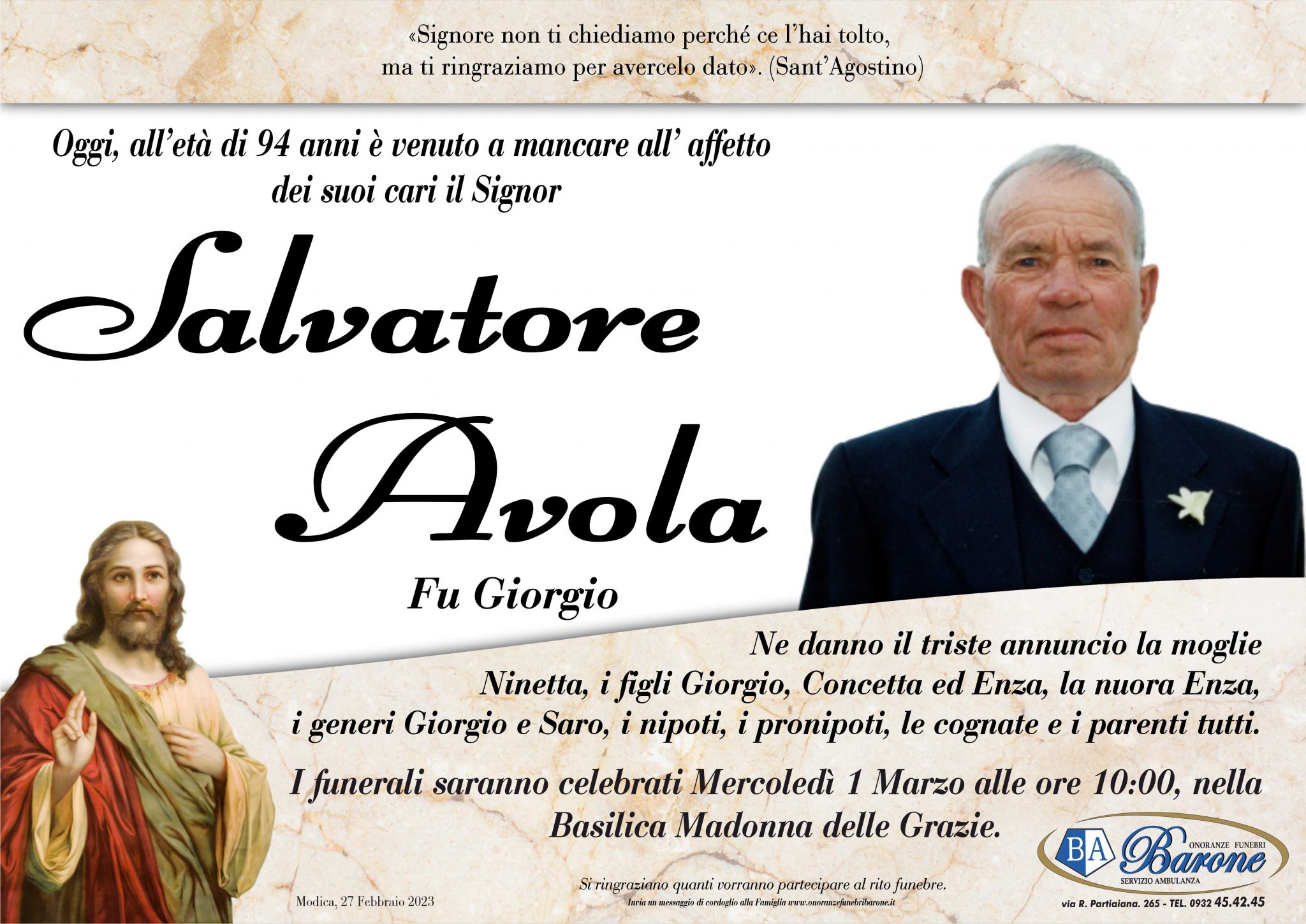 Salvatore Avola - Onoranze Funebri Barone